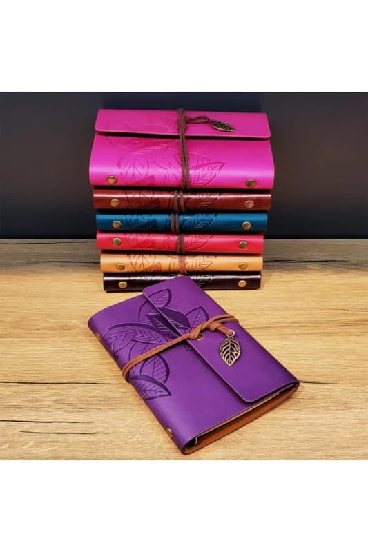 Yaprak Desenli Derii Defter Asortii (nR)