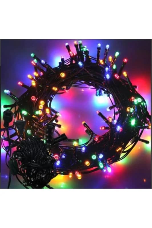 10m 100 Led Boncuk Lamba RGB Işık Siyah Kablo