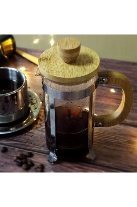 Ahşap Detaylı 350 ml Cam French Press