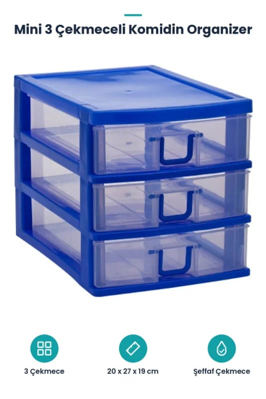 Mini 3 Çekmeceli Komidin Organizer