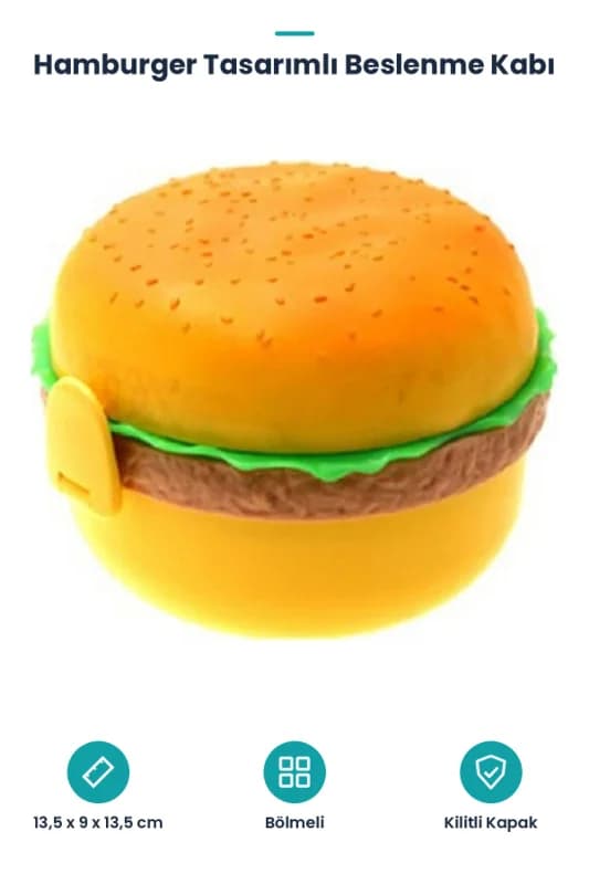 Hamburger Tasarımlı Beslenme Kabı