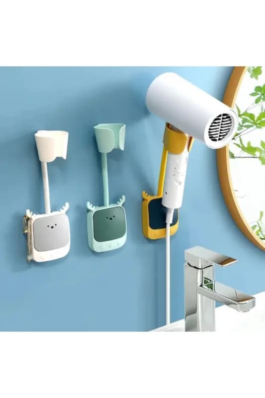Geyik Figürlü Fön Makinesi Askı Aparatı Banyo Duvar Askısı Saç Kurutma Makinesi Tutucu