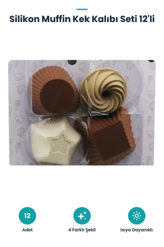 Muffin Kek Kalıbı Seti - 12'li Paket - Karışık Şekilli Set