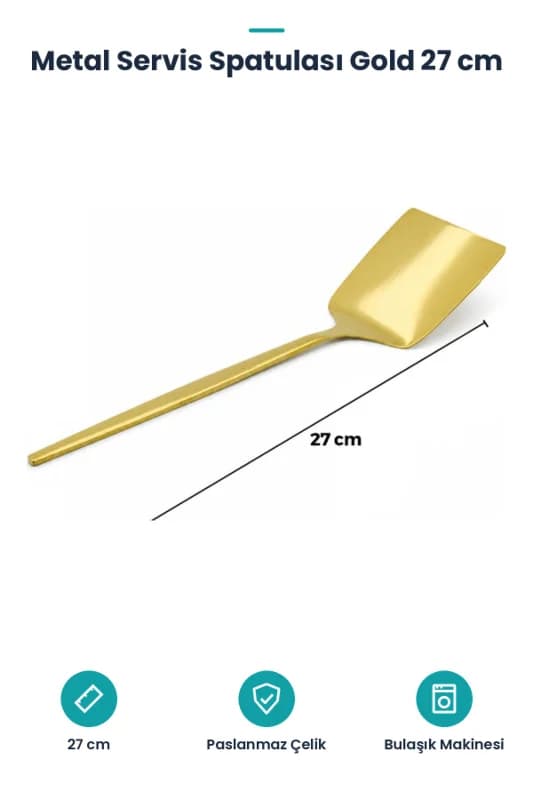 Metal Servis Spatulası - Gold Renk - 27 cm