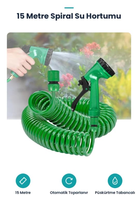 15 Metre Su Hortumu - Spiral - Fonksiyonel - Hafif