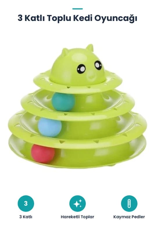 3 Katlı Kedi Oyuncağı Turntable Cat Toy