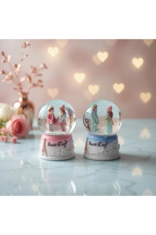 Toptan Love Story Işıklı Mini Kar Küresi