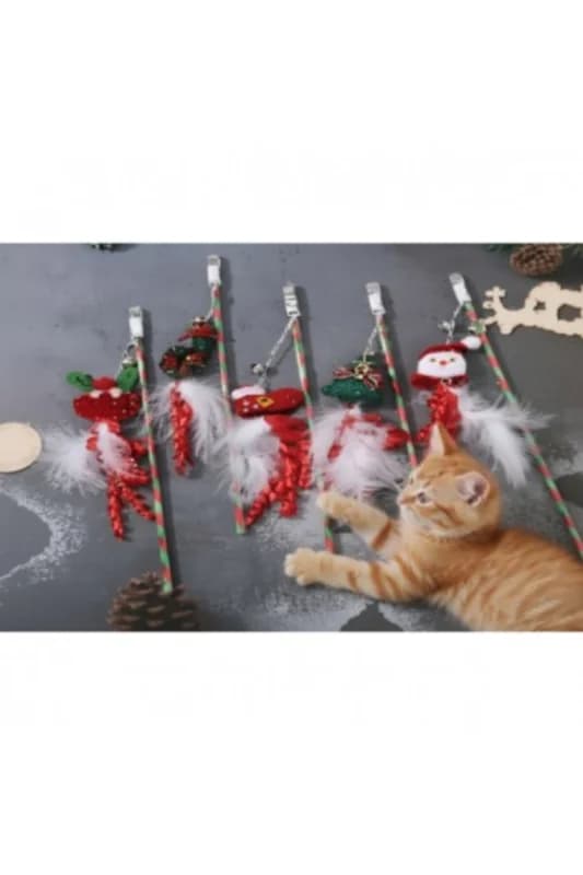 Yılbaşı Temalı Zilli Kedi Oyun Oltası