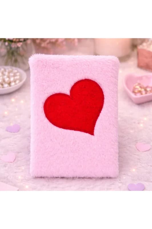 Kalpli Pembe Peluş Defter