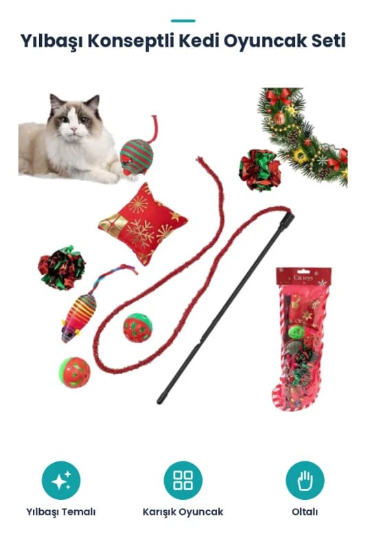 Yılbaşı Konseptli Kedi Oyuncak Seti