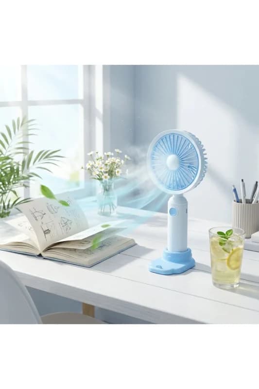 ® 3 Kademeli Masaüstü Fan – Telefon Tutuculu Özellikli Standlı Elde Taşına
