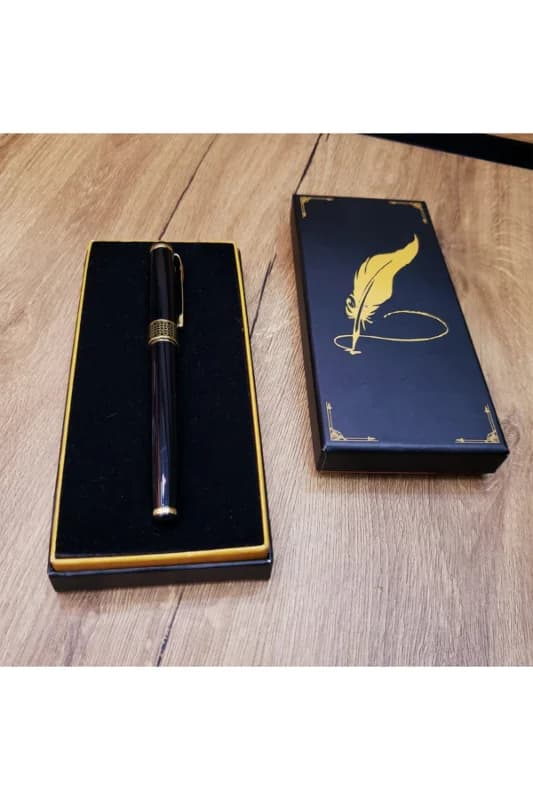 Siyah Kutulu Yaldızz Desenli Metal Roller Kaalem Seti (fY)