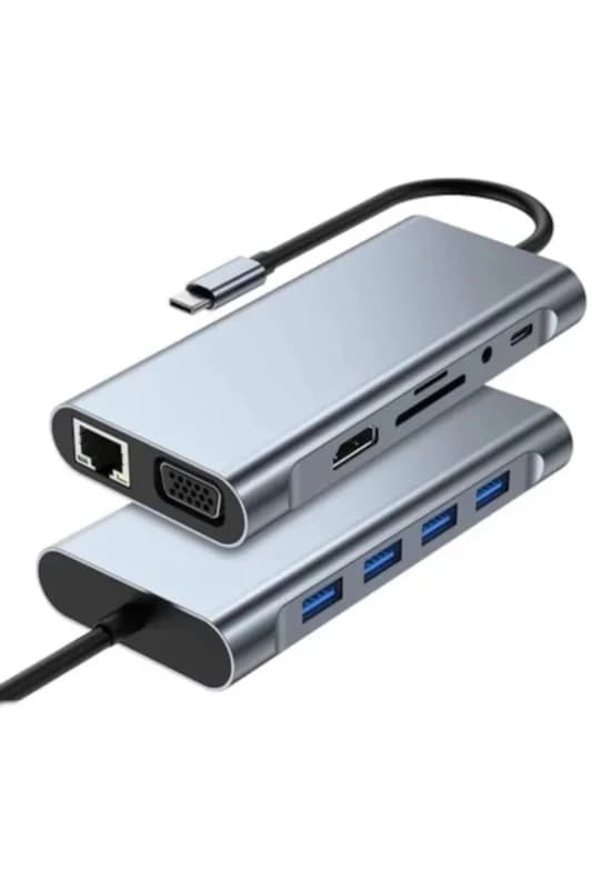 ® 8in1 Type-C Çoklayıcı Hub HDMI 4K USB 3.0 SD TF Kart RJ45 Ethernet Dönüşt�