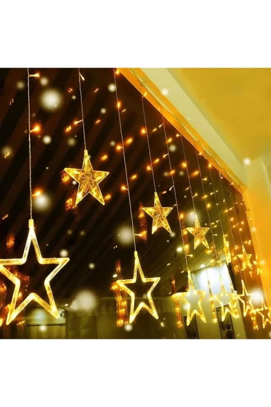 Kumandalı Yıldız Figürlü 12 Sarkıtlı 120 LED Uzaktan Kumandalı Dekor Işık – Masaüstü v