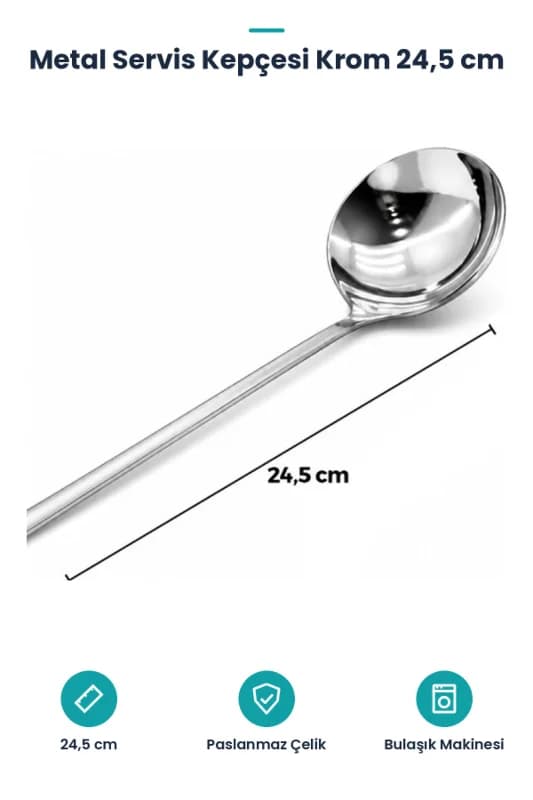 Metal Servis Kepçesi - Krom Renk - 24.5 cm