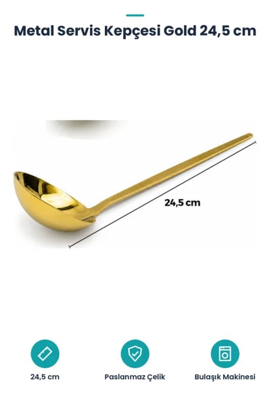 Metal Servis Kepçesi - Gold Renk - 24.5 cm