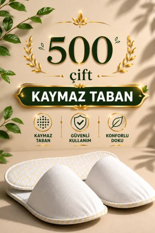 Tek Kullanımlık Otel Terliği Beyaz Hijyenik Çift Ambalajlı Misafir Terliği 500 Çift