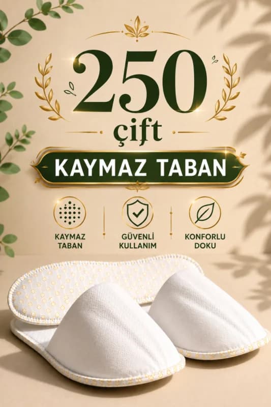 Tek Kullanımlık Otel Terliği Beyaz Hijyenik Çift Ambalajlı Misafir Terliği 250 Çift