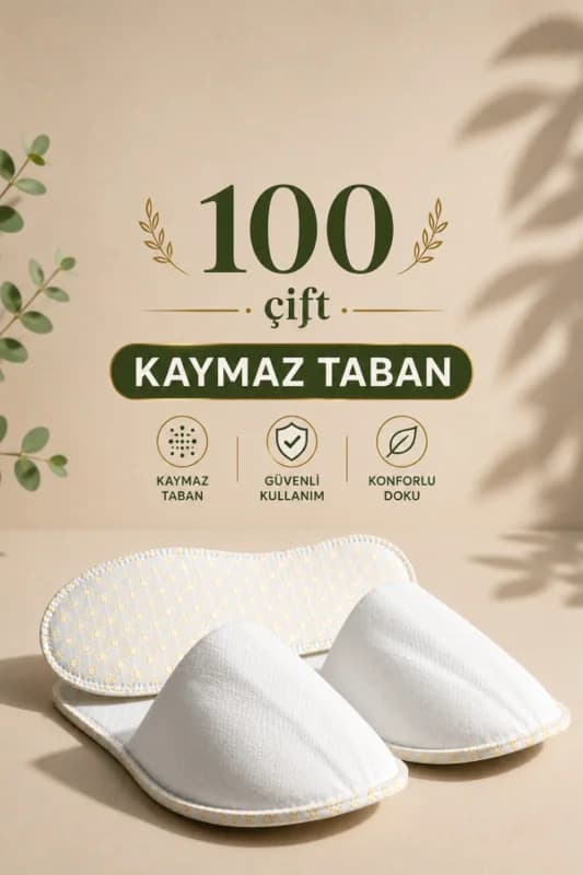 Tek Kullanımlık Otel Terliği Beyaz Hijyenik Çift Ambalajlı Misafir Terliği 100 Çift