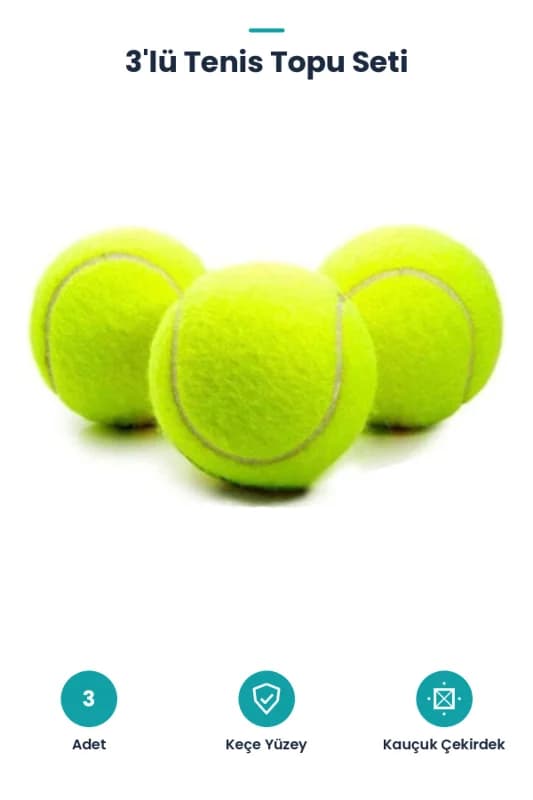Tenis Topu Seti - 3'lü Paket - Dayanıklı Top
