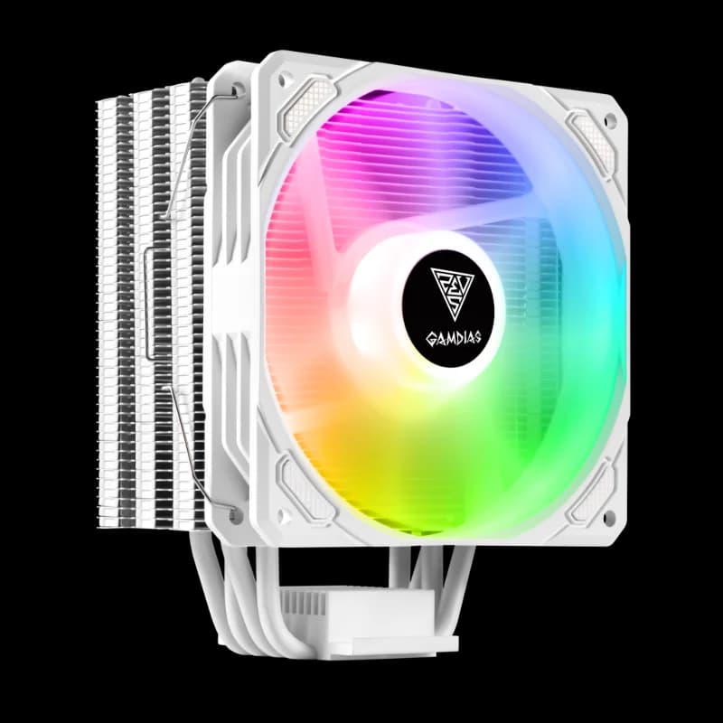 GAMDIAS BOREAS E1-410 WH, White Edition, 120mm, CPU Kule Tipi Hava Soğutma, Doğrudan Temas Teknolojisine Sahip 4 adet Gelişmiş Bakır Isı Borusu (AMD AM4-AM5 ve INTEL Tüm işlemciler ile uyumlu)