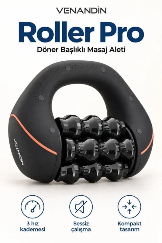 MD-XY-20 ROLLER PRO Silindir Masaj Cihazı, Fırçasız Motor, 3 Kademeli - SİYAH