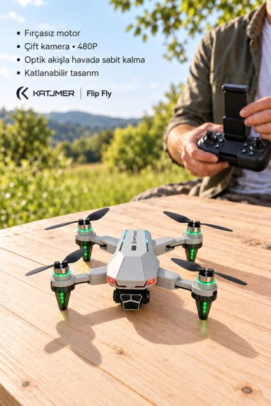 S109 FLİP FLY Çift Kameralı Katlanabilir Drone 480P, Fırçasız Motor, Wi-Fi Görüntü Aktarımı, Optik Akış, 156,6 g