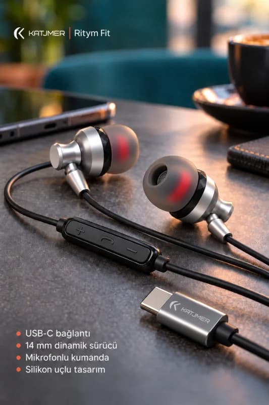 YTL-16 RİTYM FİT USB-C Mikrofonlu Kablolu Kulaklık, Silikon Uçlu Kulak İçi, Dahili DAC, Kumandalı, 1,2 m - SİYAH