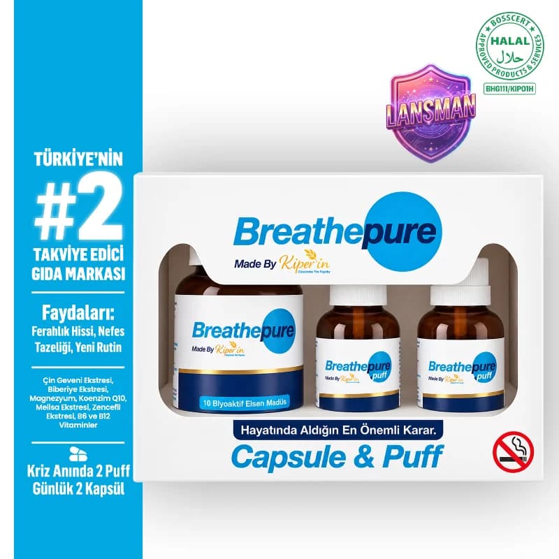 Kiperin BreathePure Kapsül & Puff | Çin Geveni, Nane & Okaliptus | Temiz Nefes | Alışkanlık Bırakma