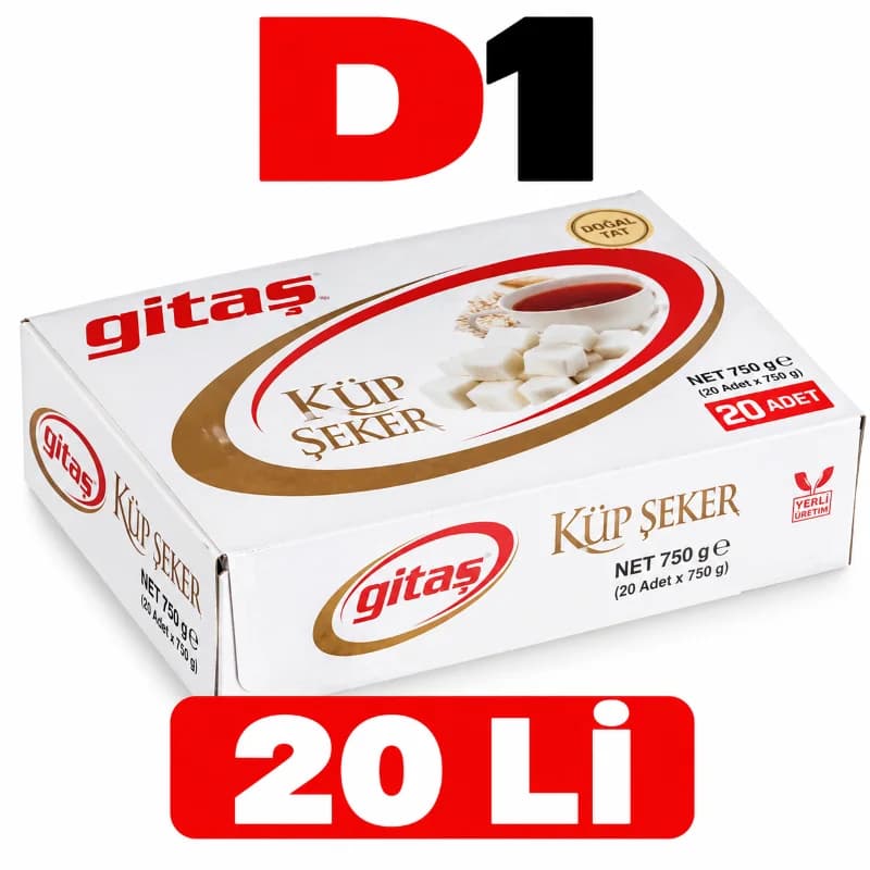 GİTAŞ KÜP ŞEKER 360 LI 750 GR (20 Adet) Koli