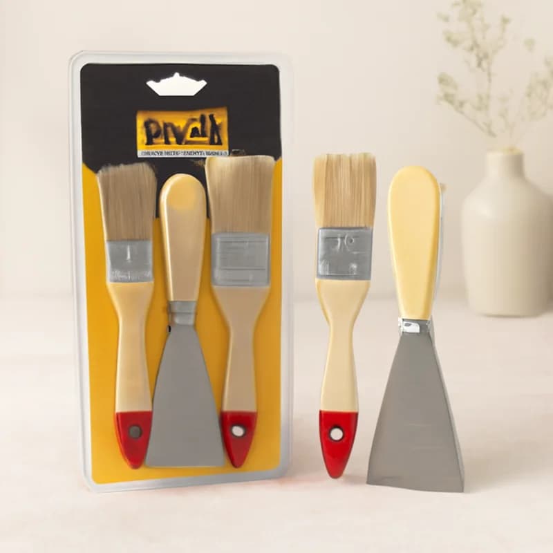Boyacı Seti 3 Parça (50 mm Spatula + 2 Kestirme Fırça)