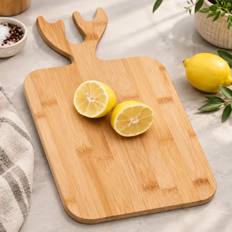 Geyik Boynuzlu Ahşap Kesim Panosu 37x18