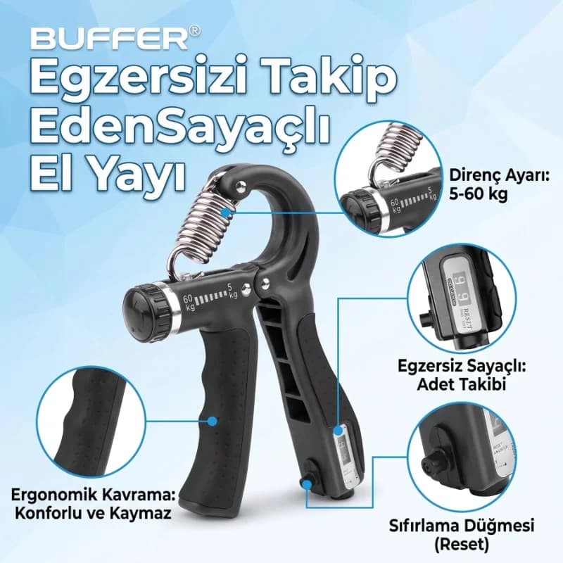 Ergonomik Egzersiz El Yayı 5-60 kg ile Güçlenin