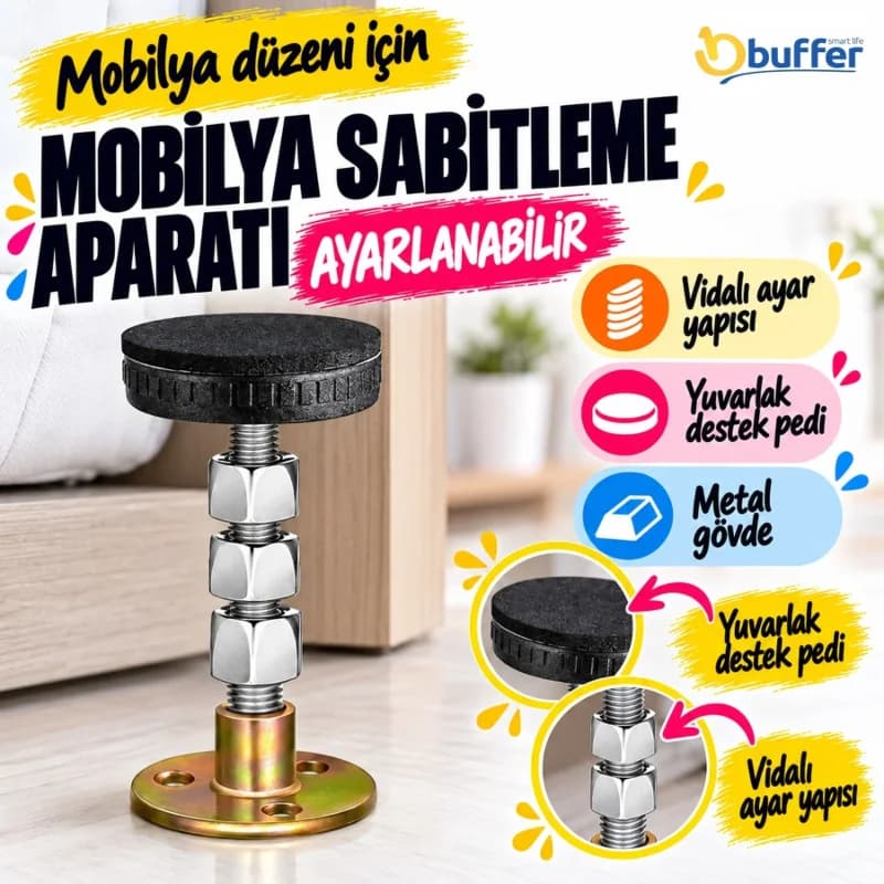 Dayanıklı 3 Sabitleme Aparatı ile Güvenli Mobilya Desteği