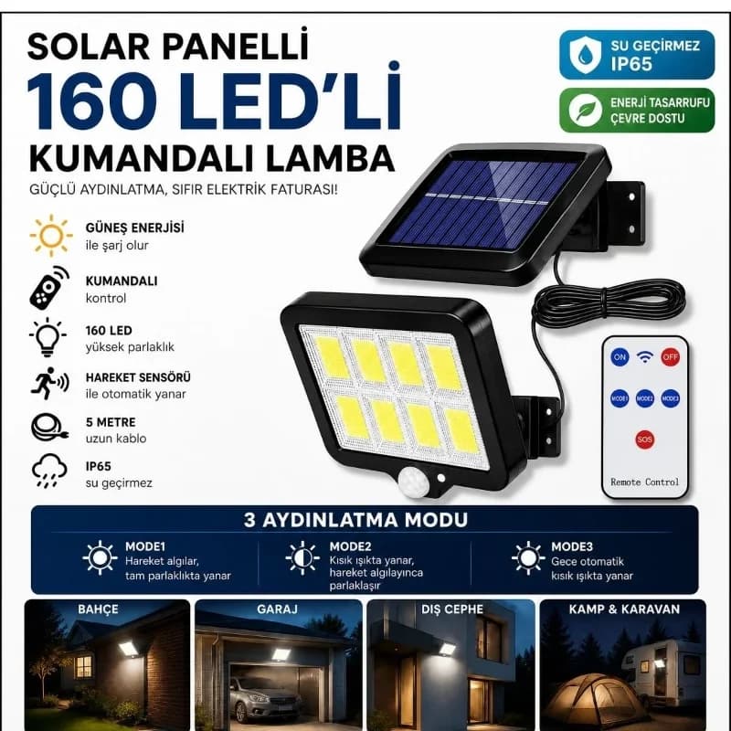 Ergonomik Güneş Enerjili 6'lı LED Bahçe Seti