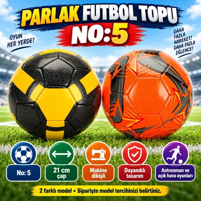 Parlak Tasarımlı Futbol Topu 1 Adet