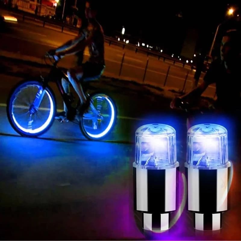 Gece Parlayan Mavi LED Lastik Sibop Kapağı 2'li Set