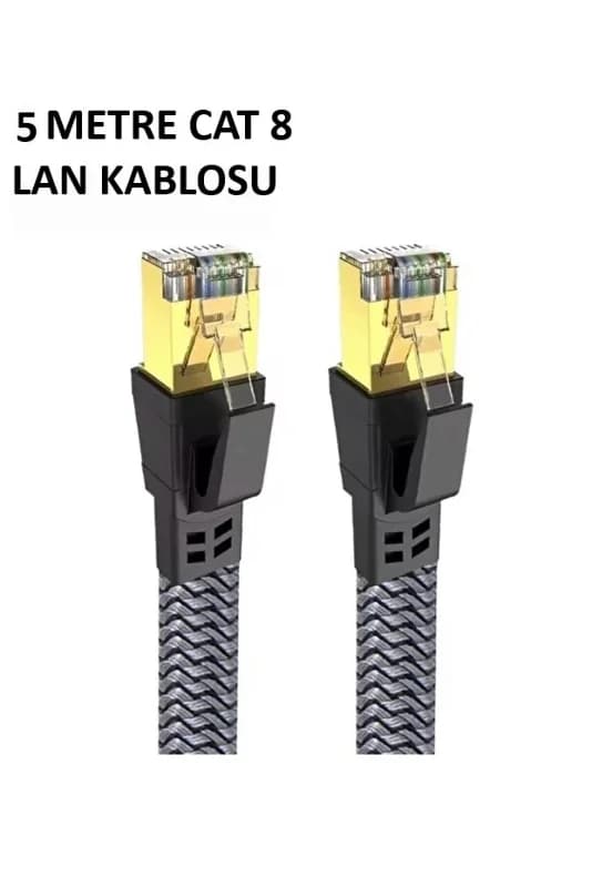 Ultra Hızlı 5 Metre Cat 8 Ethernet Kablosu Dayanıklı Örgü Kaplama