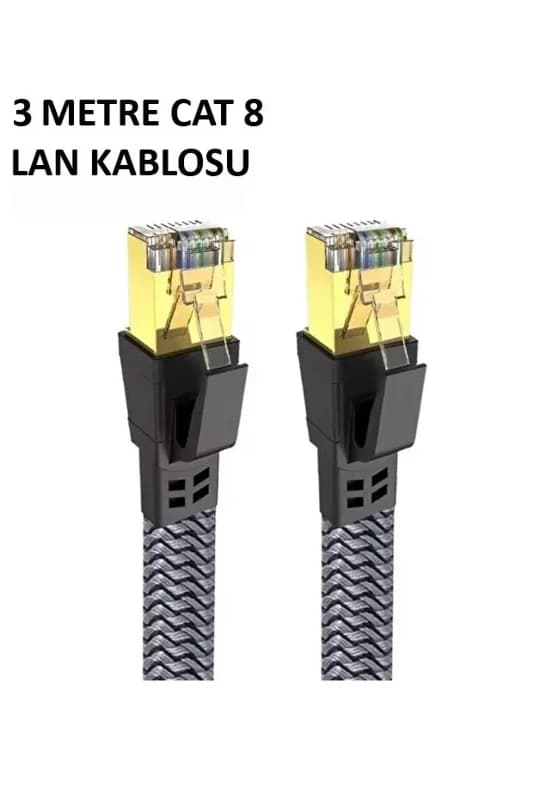 Ultra Hızlı 3 Metre Dayanıklı Cat 8 Ethernet LAN Kablosu