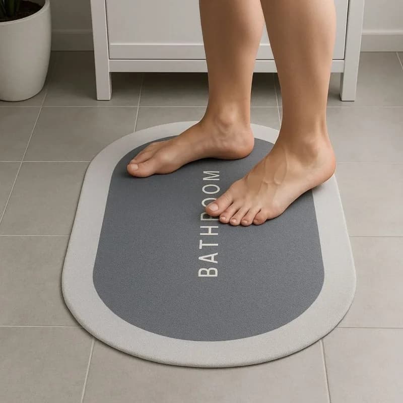 Ergonomik Oval Kaymaz Tabanlı Süper Su Emici Banyo Paspası 40 x 60 cm
