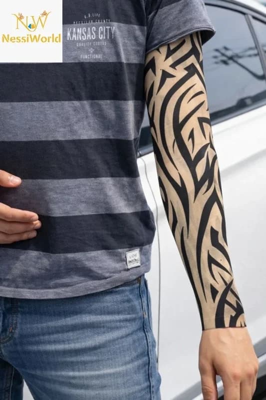 Şık 3D Baskılı Kol Bacak Dövmesi Çorap Seti 2 Adet