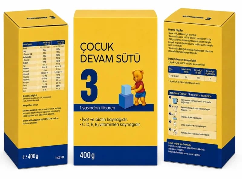 Devam Sütü 3 400 Gr Bebekler için Besleyici