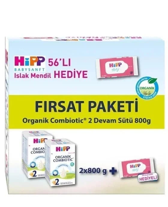 Organik Bebek Sütü 800 Gr 2 Adet Islak Mendil Hediyeli