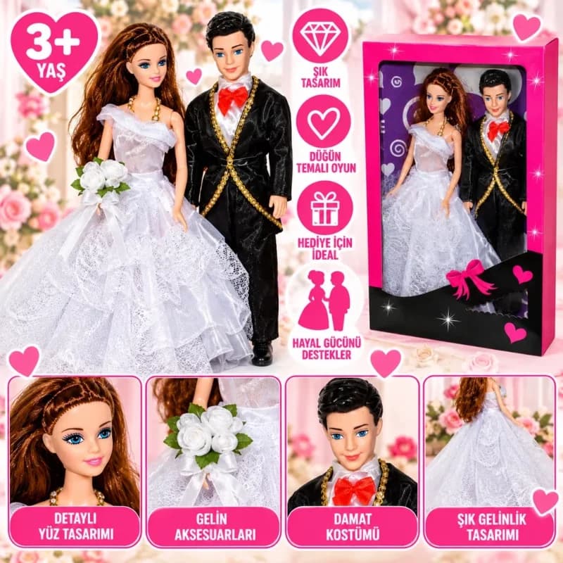 Anlily Gelin ve Damat Figürü 3 Yaş ve Üstü Oyun Seti
