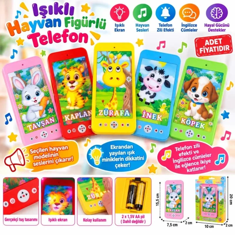 Neşeli Sesli Işıklı Telefon 1 Adet Çocuk Oyuncağı