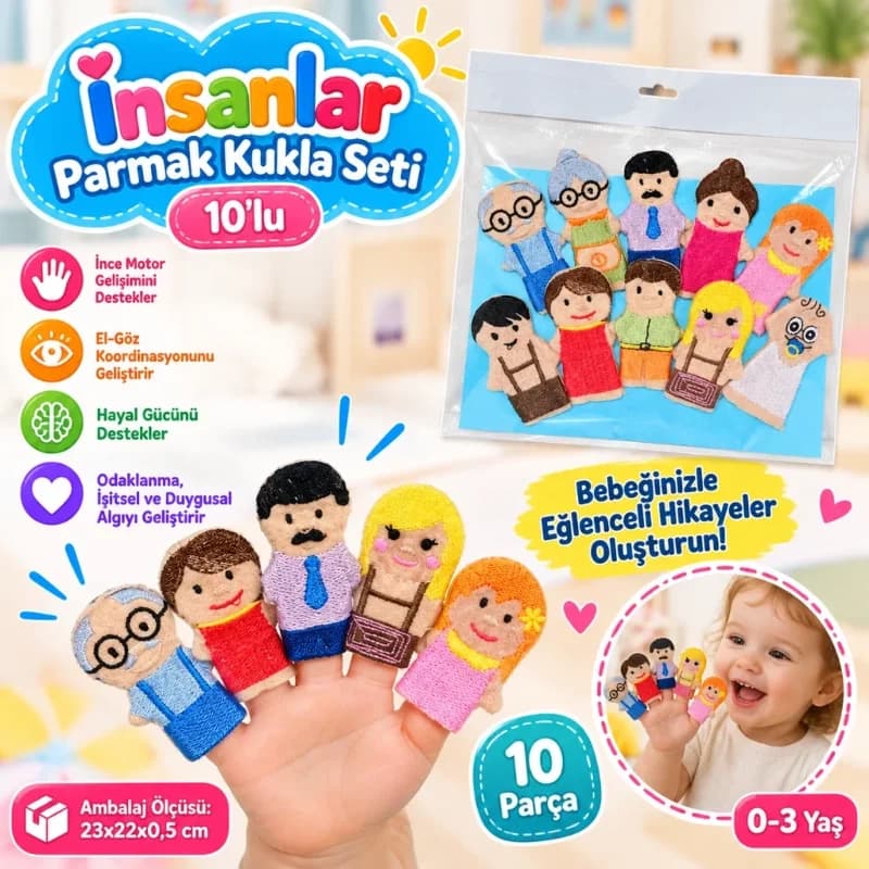 Eğlenceli Parmak Kukla Seti 10'lu Çocuklar İçin