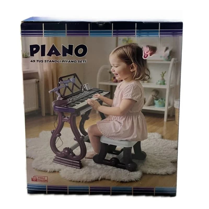 Müzikal Eğlence 49 Tuşlu Piano Org Mor Renkli