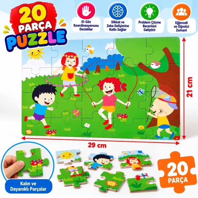 Eğlenceli İlkbahar Ahşap Yer Puzzle 1 Adet