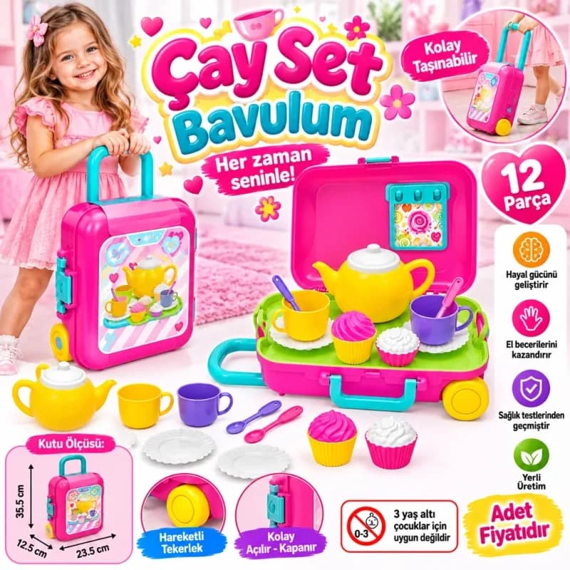 Şık Çay Seti Bavulu 1 Adet