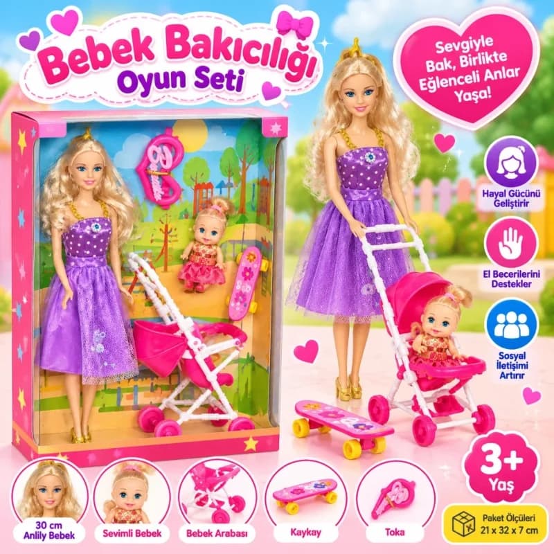 Pusetli Bebek Oyuncak Seti 3 Yaş ve Üzeri